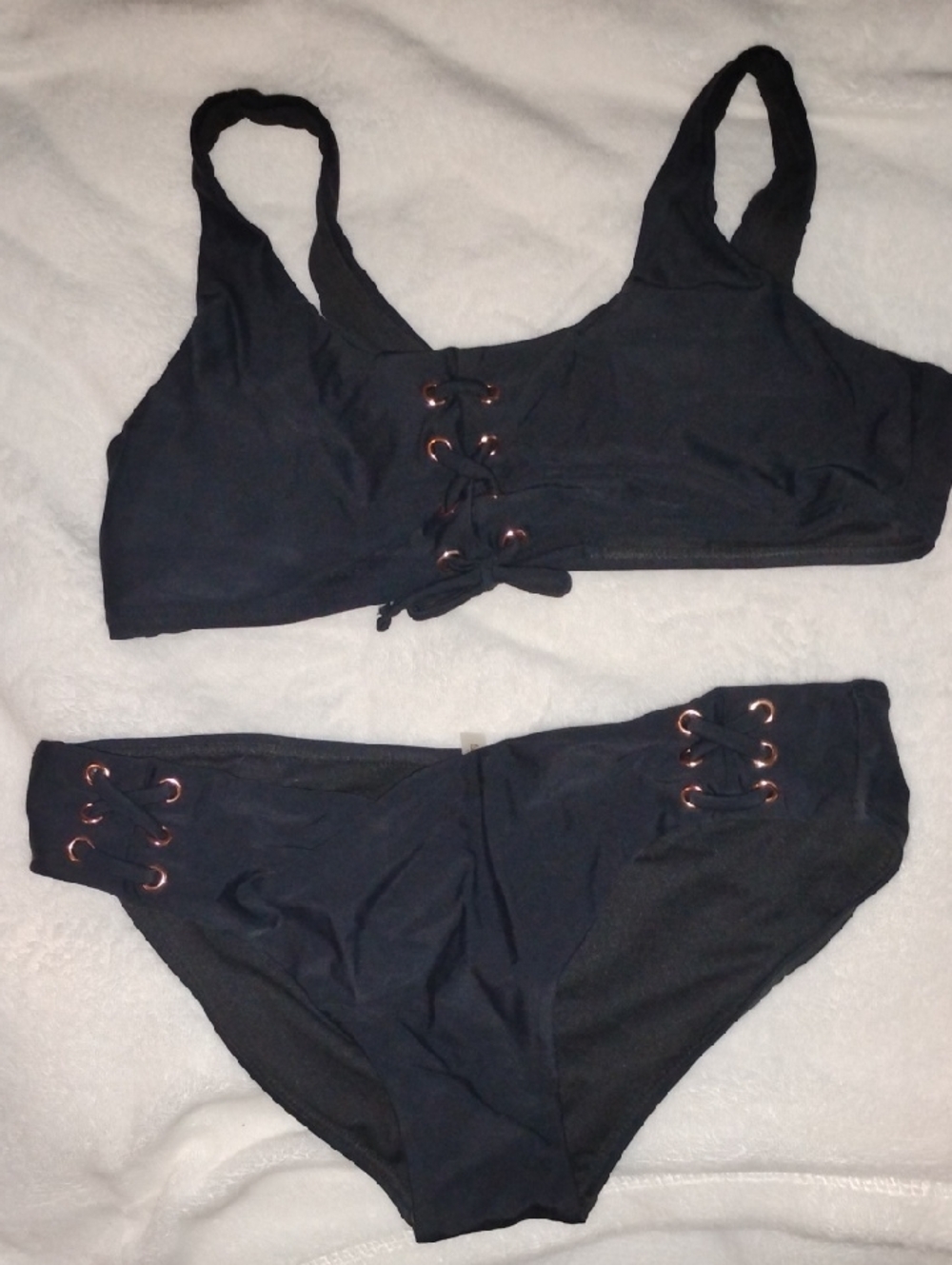 Black Lace-Up Bikini Set